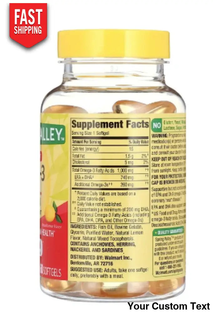 Omega 3 de 1000 mg Spring Valley 60 pastillas softgel Suplementos y Vitaminas