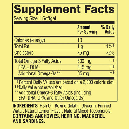 Omega 3 marca 500 mg Spring Valley x 60 pastillas.