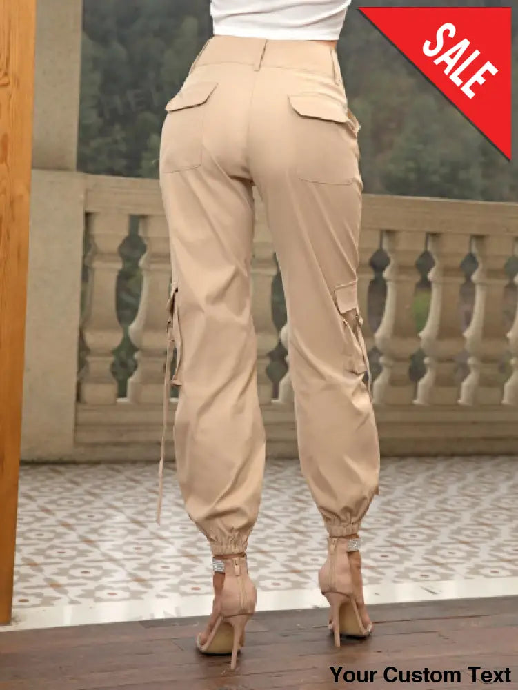 Pantalones cargo con bolsillo lateral con solapa para mujer Pantalon