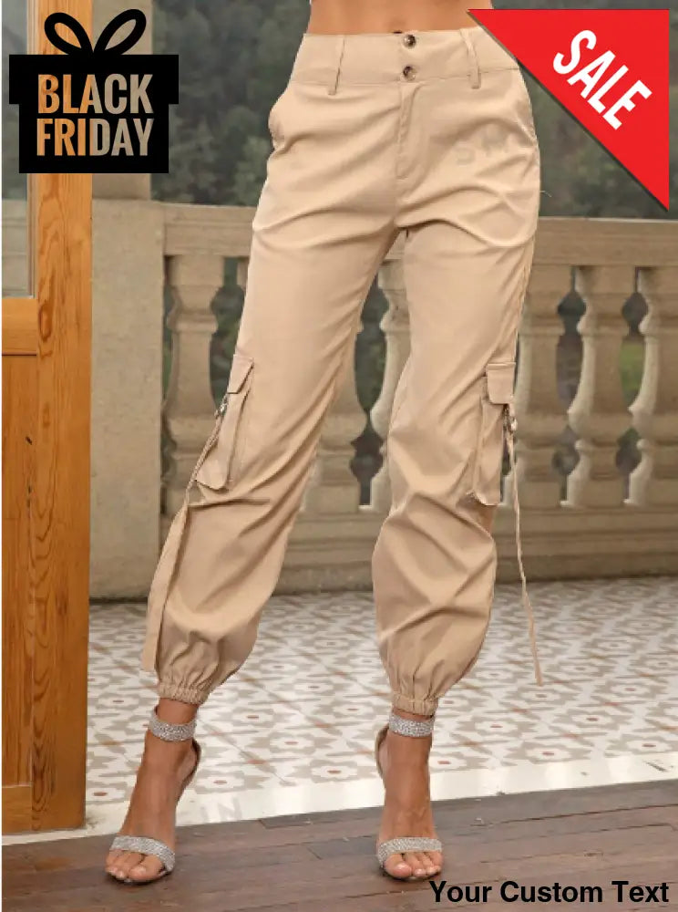 Pantalones cargo con bolsillo lateral con solapa para mujer Pantalon