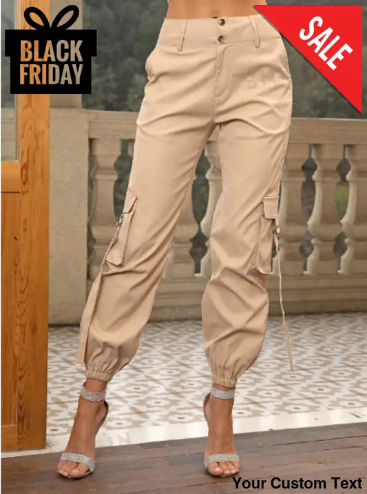 Pantalones cargo con bolsillo lateral con solapa para mujer Pantalon