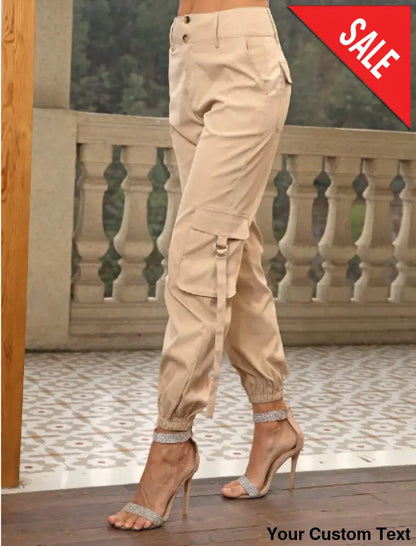 Pantalones cargo con bolsillo lateral con solapa para mujer Pantalon
