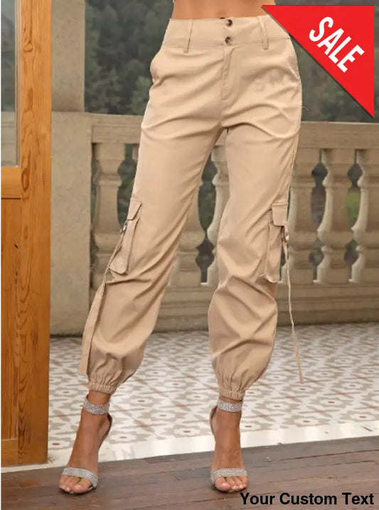 Pantalones cargo con bolsillo lateral con solapa para mujer Pantalon