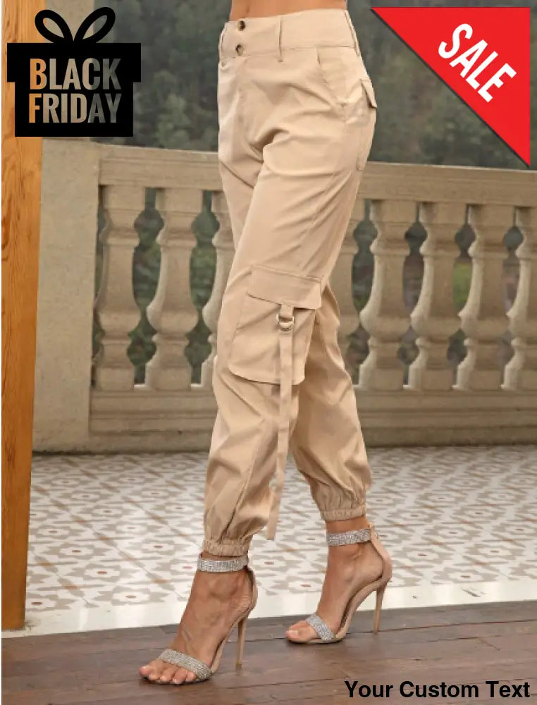 Pantalones cargo con bolsillo lateral con solapa para mujer Pantalon