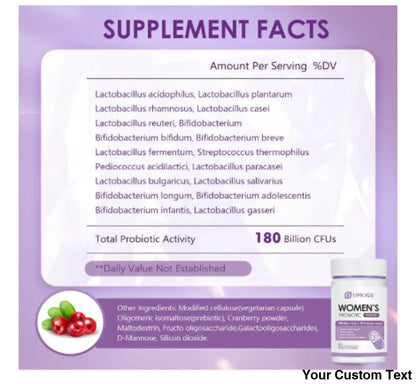 Probiótico con prebióticos orgánicos,para mujer 90 Pastillas Suplementos y Vitaminas