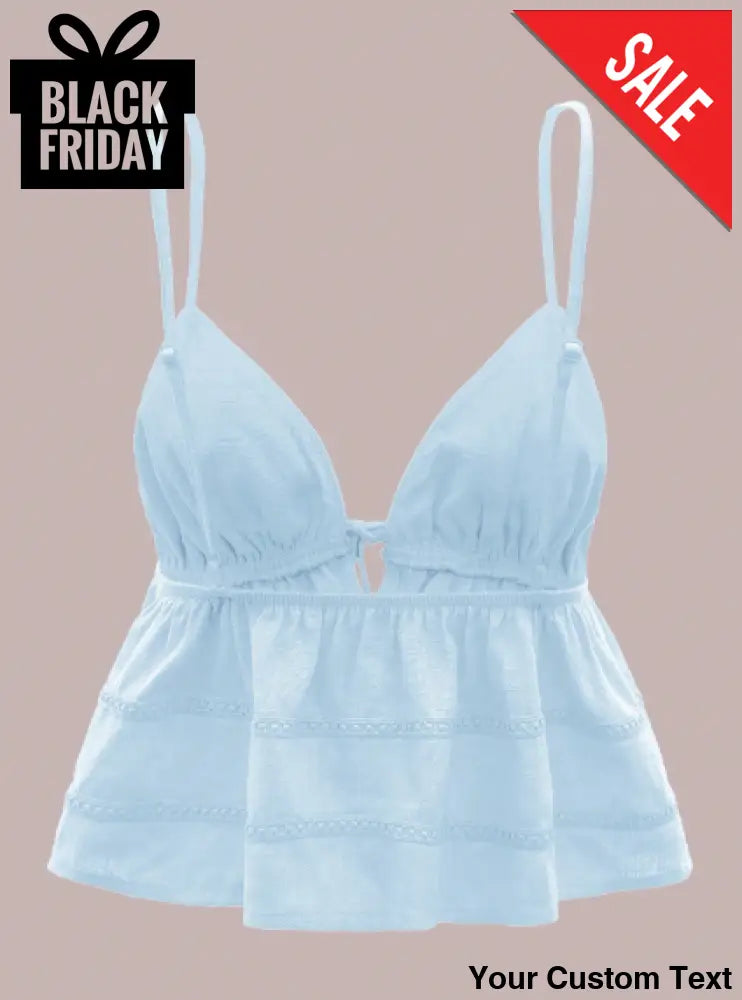 Top sin mangas con amarre delantero en Lino para mujer Blusa