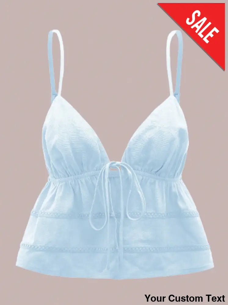 Top sin mangas con amarre delantero en Lino para mujer Blusa