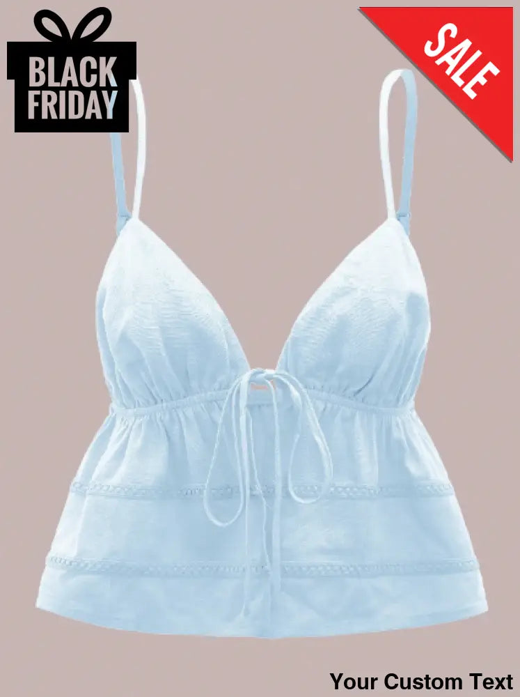 Top sin mangas con amarre delantero en Lino para mujer Blusa