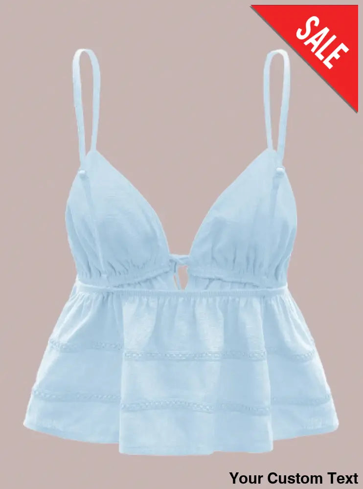 Top sin mangas con amarre delantero en Lino para mujer Blusa