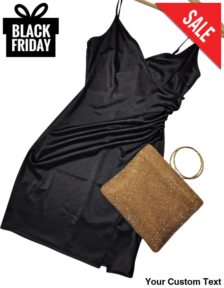 Vestido negro drapeado para mujer L Vestido