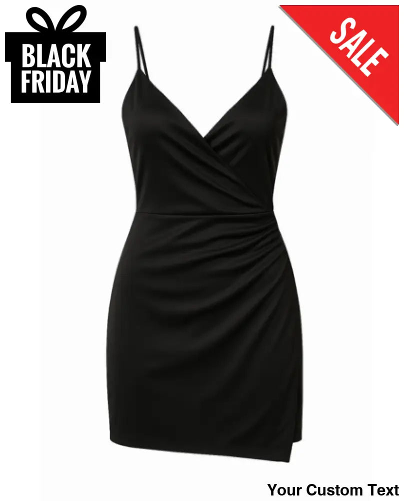 Vestido negro drapeado para mujer L Vestido