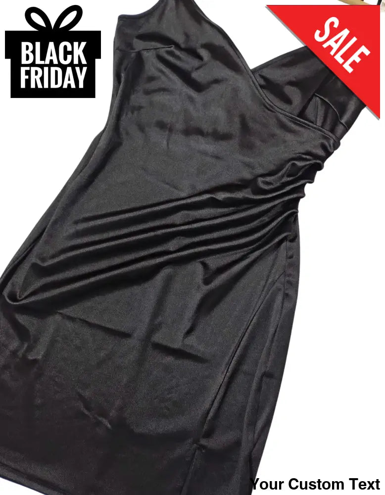 Vestido negro drapeado para mujer L Vestido