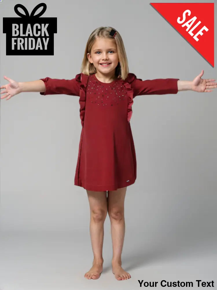 Vestido rojo mangas 3/4 marca Mayoral para niña 4 Vestido