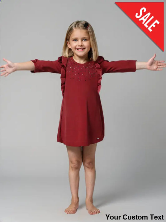 Vestido rojo mangas 3/4 marca Mayoral para niña 4 Vestido