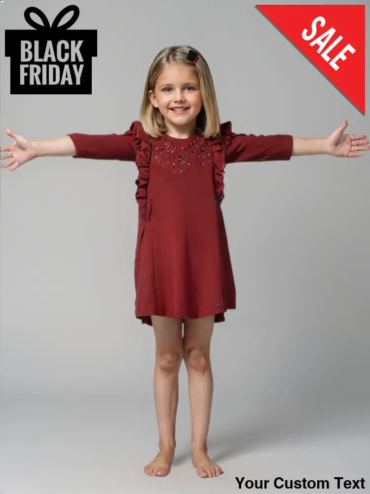 Vestido rojo mangas 3/4 marca Mayoral para niña 4 Vestido