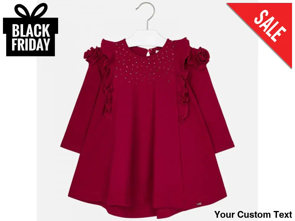 Vestido rojo mangas 3/4 marca Mayoral para niña 4 Vestido