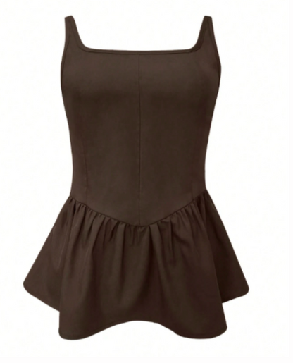 Top de tiras peplum para mujer color cafe