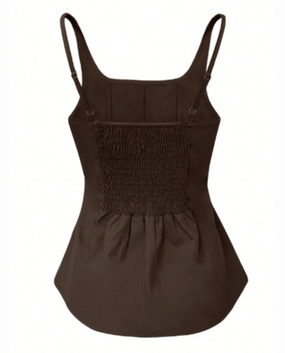 Top de tiras peplum para mujer color cafe