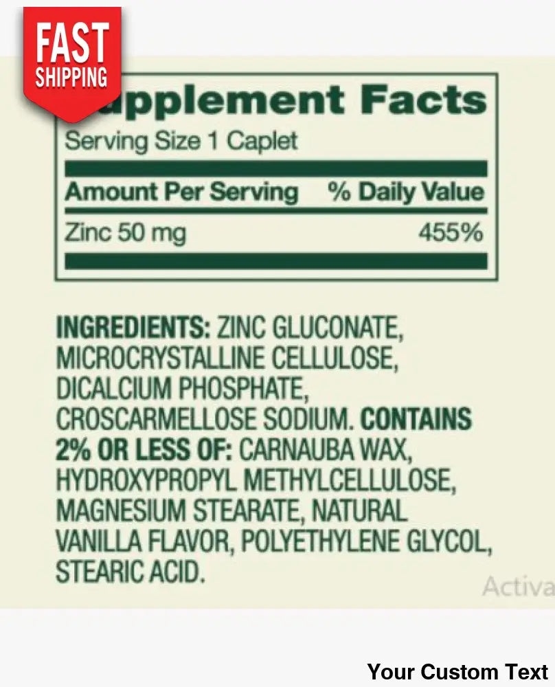 Zinc 50 mg marca Spring Valley x 200 Unidades - Suplementos y Vitaminas