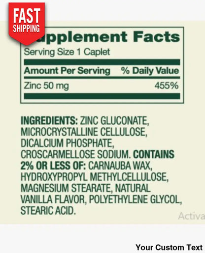 Zinc 50 mg marca Spring Valley x 200 Unidades - Suplementos y Vitaminas