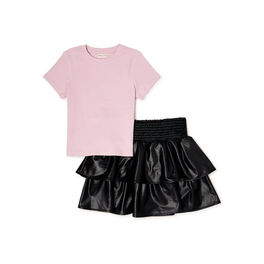 Conjunto niña falda cuerina en boleros marca Theme